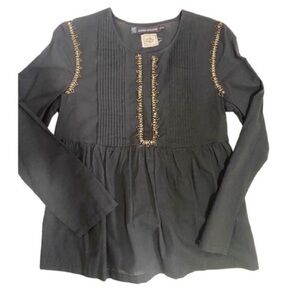 Antik Batik Black Top with Beads Size Small